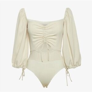 Lani The Label Michelle Bodysuit Puff Sleeve Sweatheart Neck Cut out Size‎ Xs...